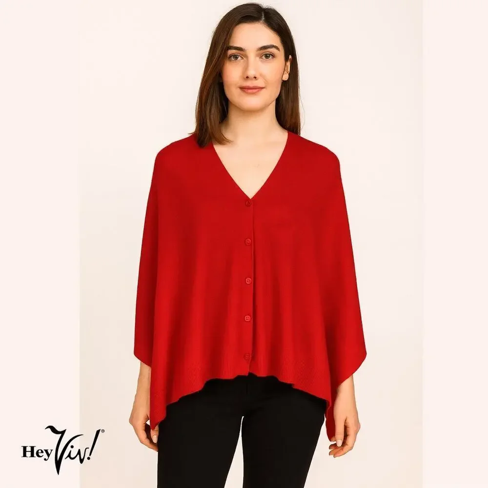 Red Button Shawl Shrug Wrap 60